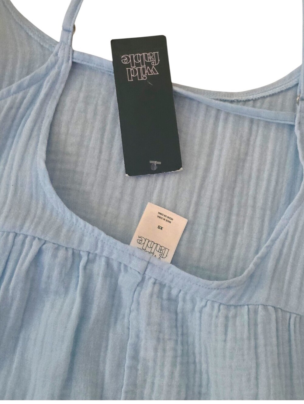 Wild Fable NWT Baby Blue Gauze Tiered Mini Dress XS Cottagecore - Picture 10 of 12